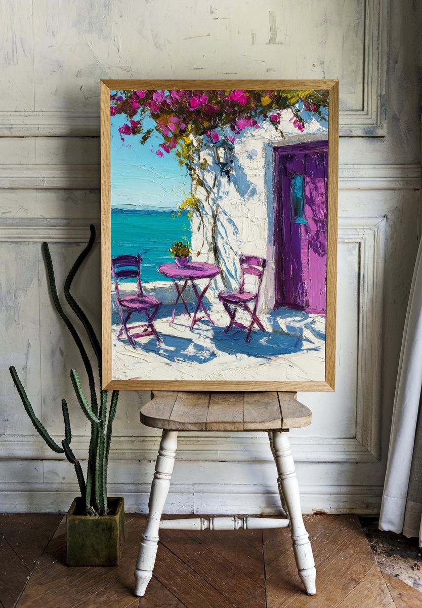 Seaside Terrace Impressionist Poster. — room view 1