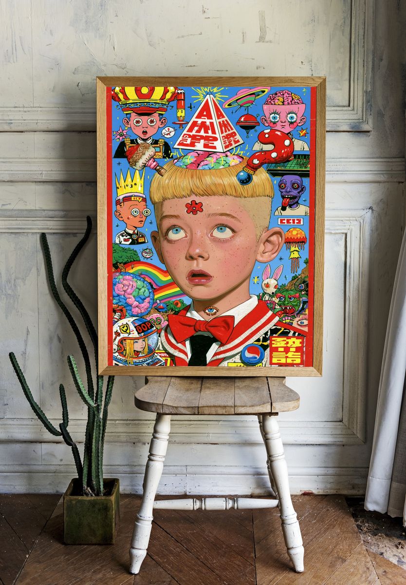 Surreal Pop Collage Poster. — room view 1