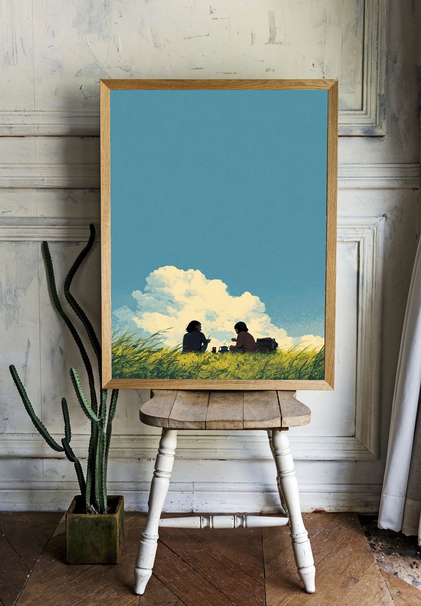 Friends in a Meadow — Illustration Print room preview