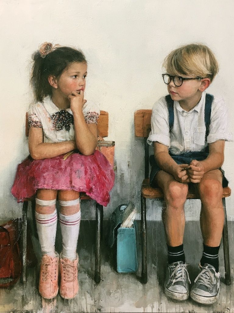 Children Waiting — Fine-Art Print. poster — fine-art art