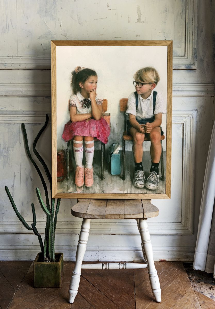 Children Waiting — Fine-Art Print. — room view 1
