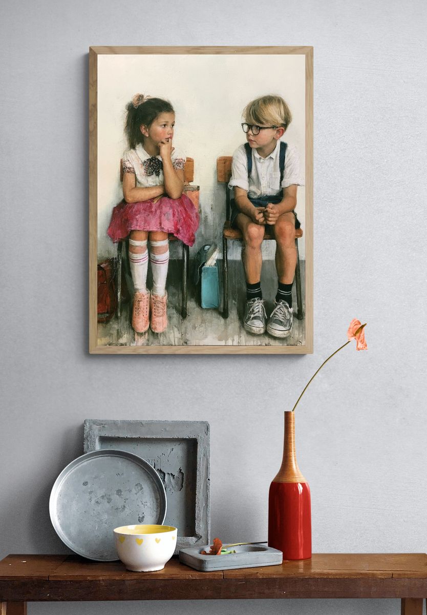 Children Waiting — Fine-Art Print. — room view 3