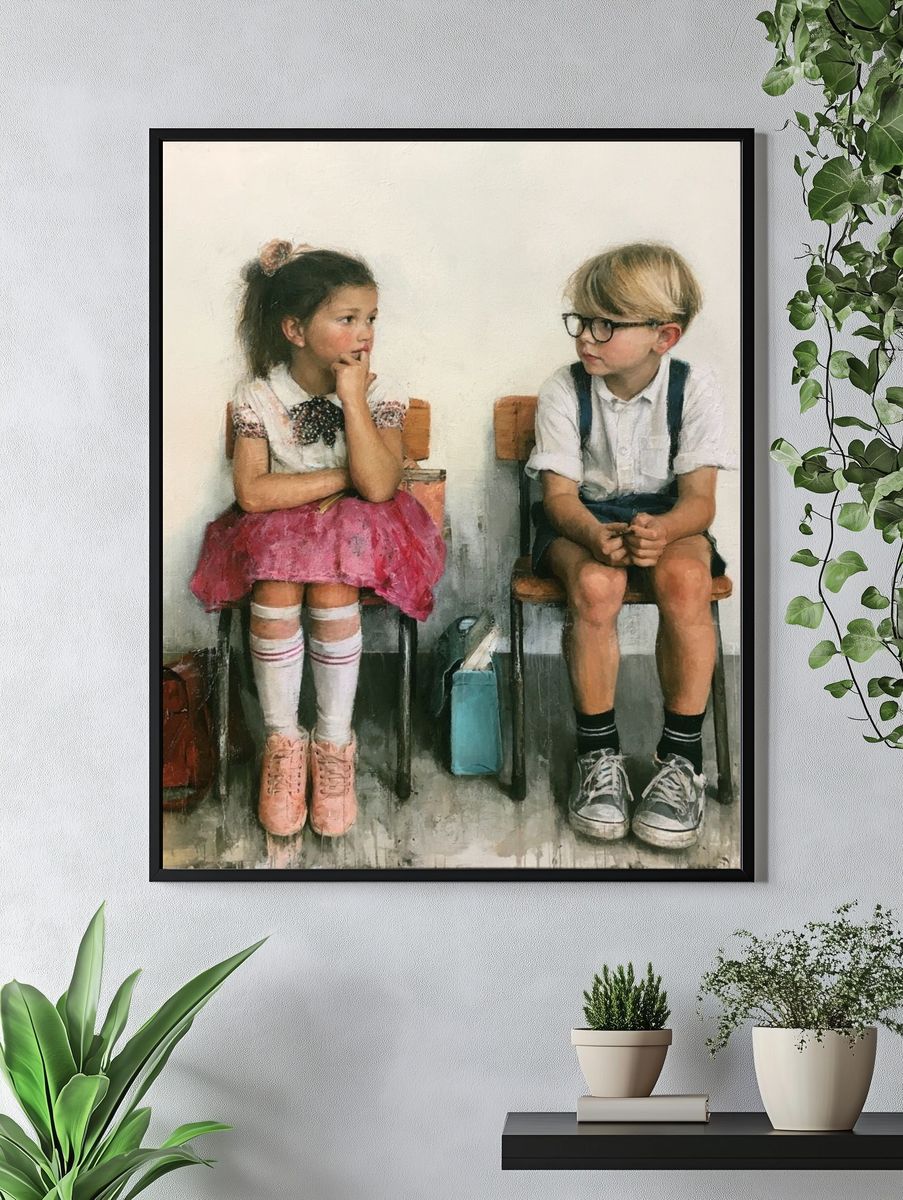 Children Waiting — Fine-Art Print. — room view 4