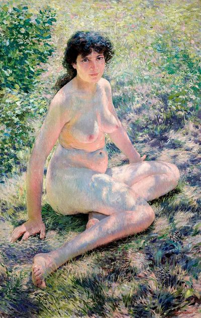 Seated nude lady. July (1893). poster print