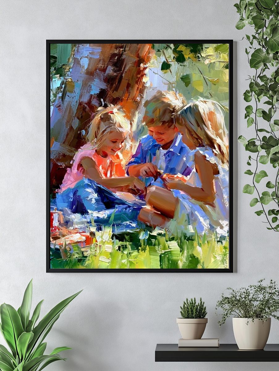 Children Picnic Impressionist Poster. — room view 4