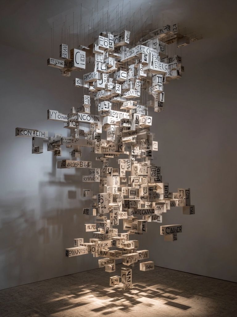 Suspended Letter Sculpture Print. poster — fine-art art