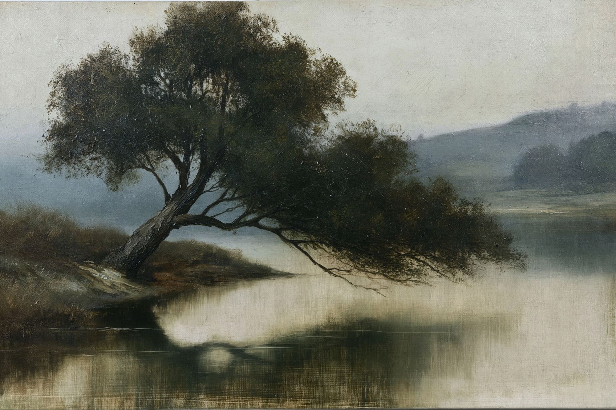 Misty Lakeside Tree Fine-Art Print. poster — fine-art art