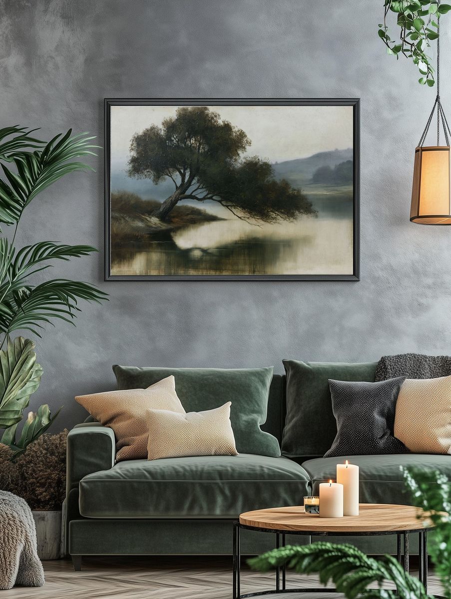 Misty Lakeside Tree Fine-Art Print. — room view 4