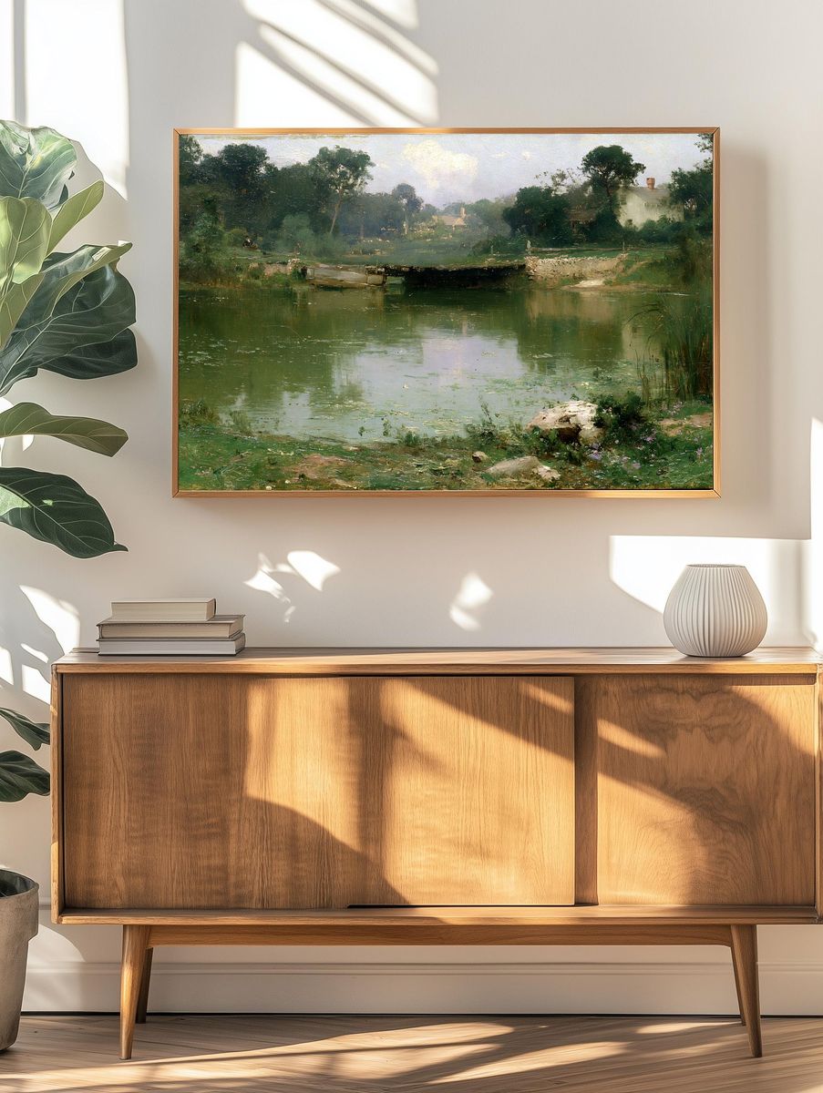 Impressionist River Landscape Poster. — room view 3