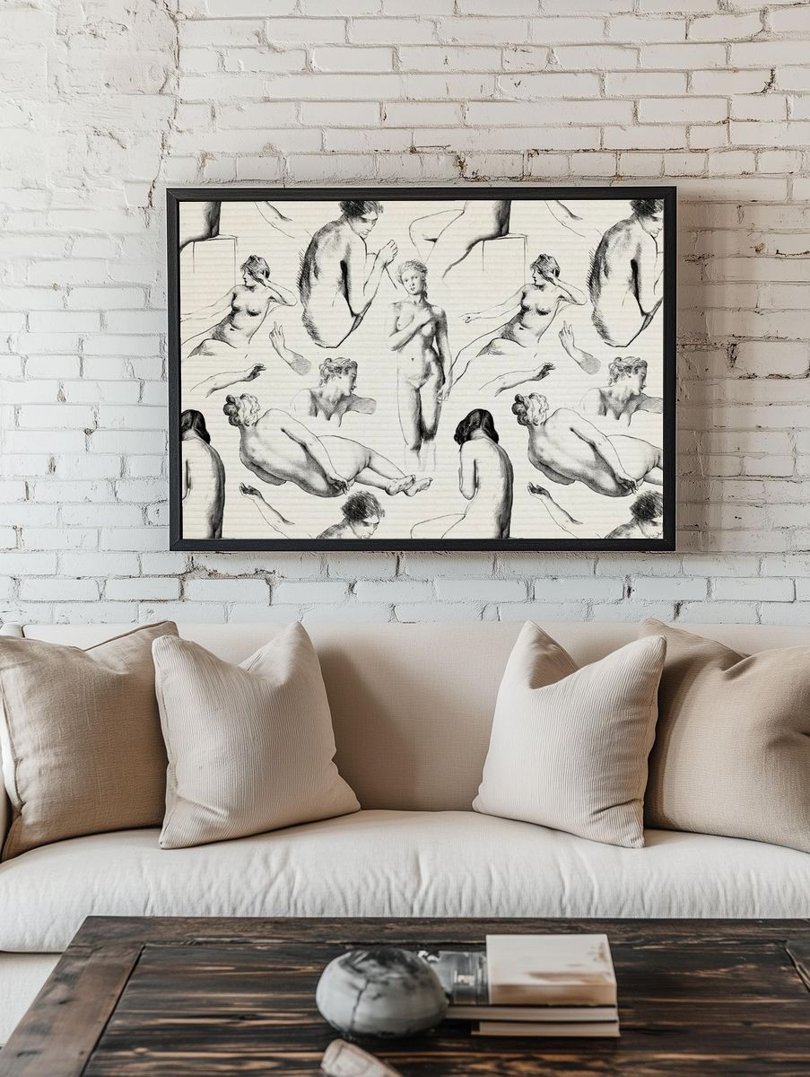 Female nude patterned background illustration. — room view 1