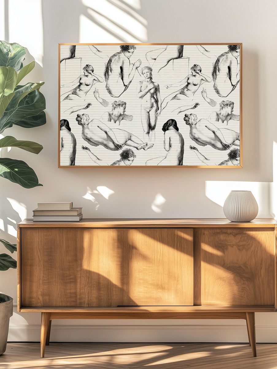 Female nude patterned background illustration. — room view 3