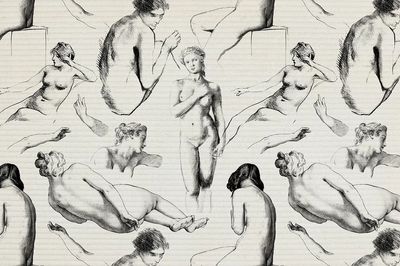 Female nude patterned background illustration.