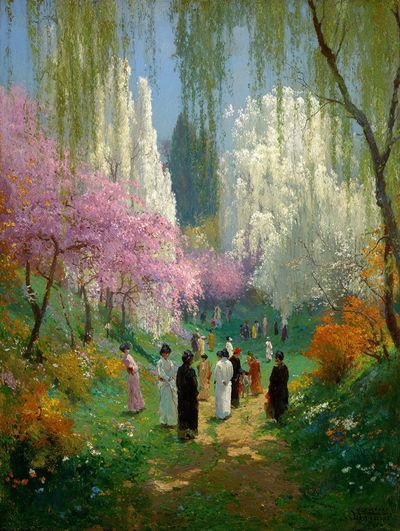 Spring Garden Stroll Impressionist Poster. poster print