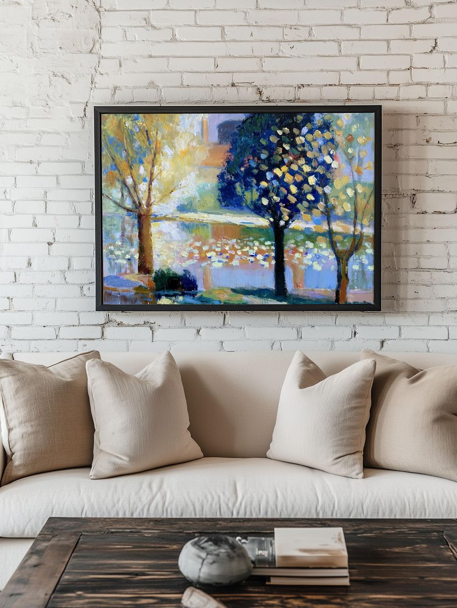 Impressionist Park Trees Poster. — room view 1
