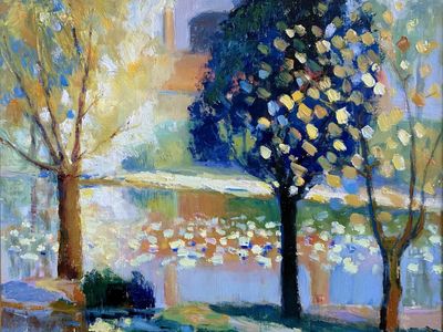 Impressionist Park Trees Poster. poster print