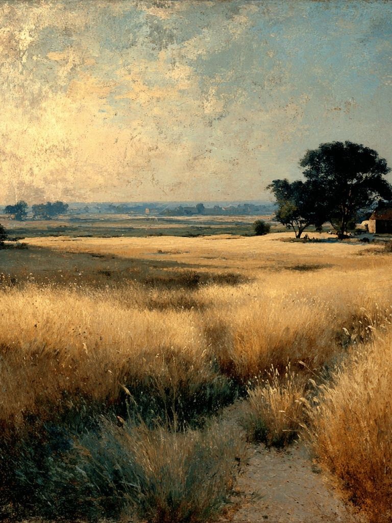 Golden Meadow Landscape Print. poster detail