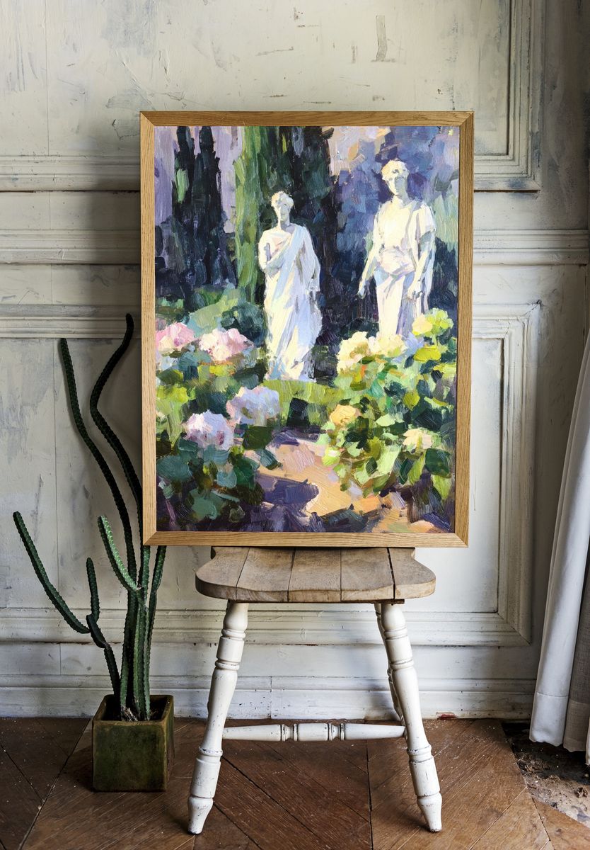 Garden Statues Impressionist Poster. — room view 1