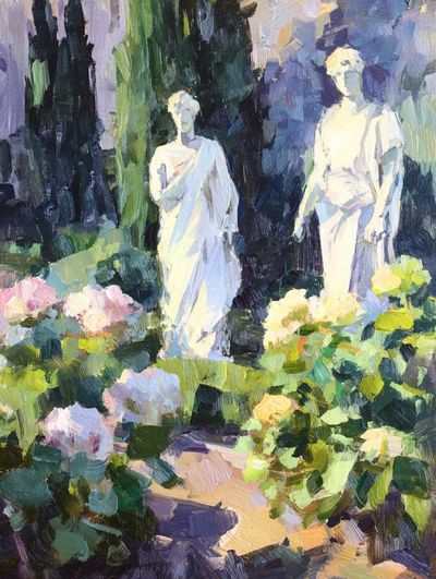 Garden Statues Impressionist Poster. poster print