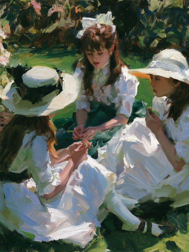 Garden Tea Party Impressionist Print. poster — fine-art art