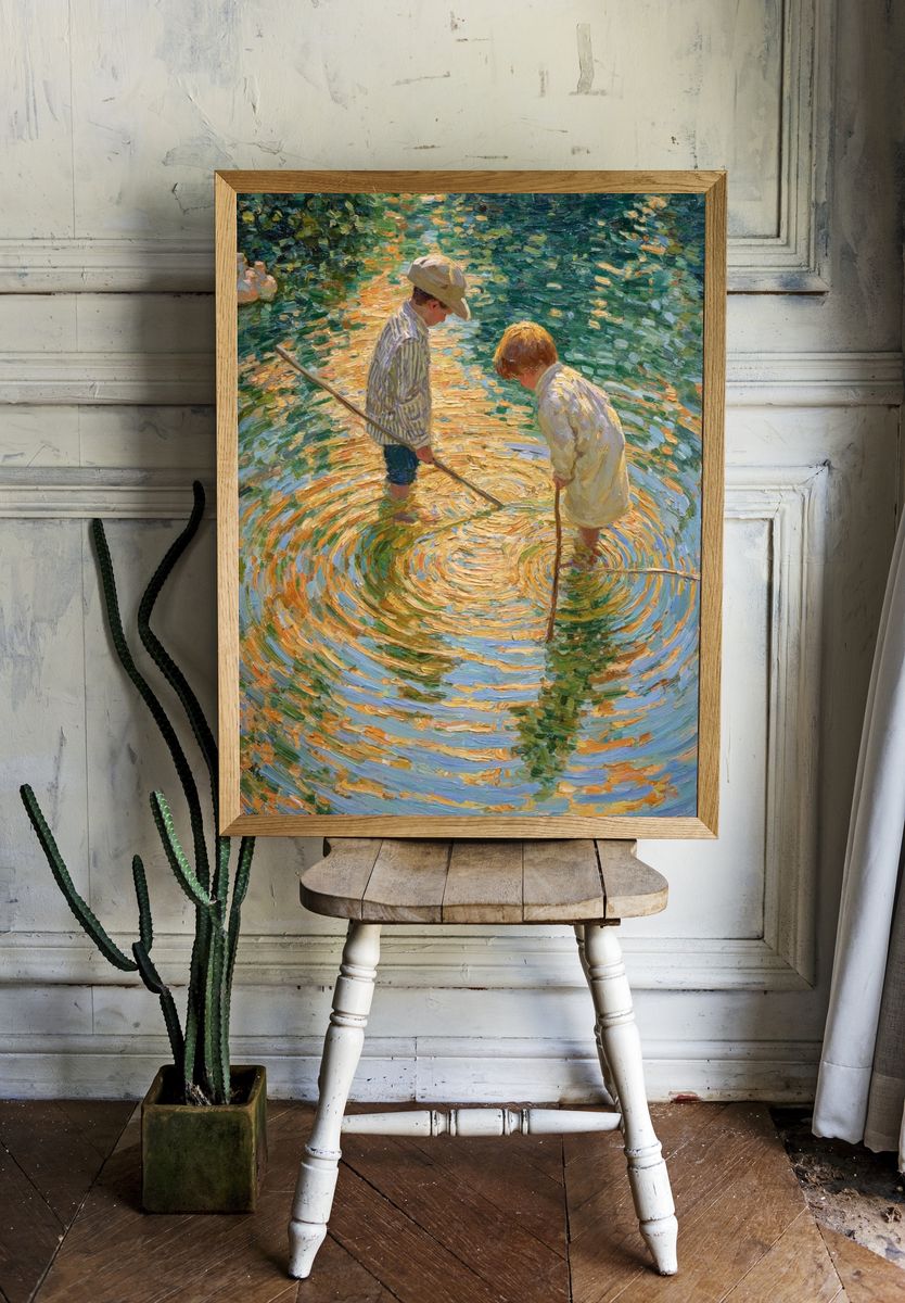 Children in Water — Impressionist Print. — room view 1