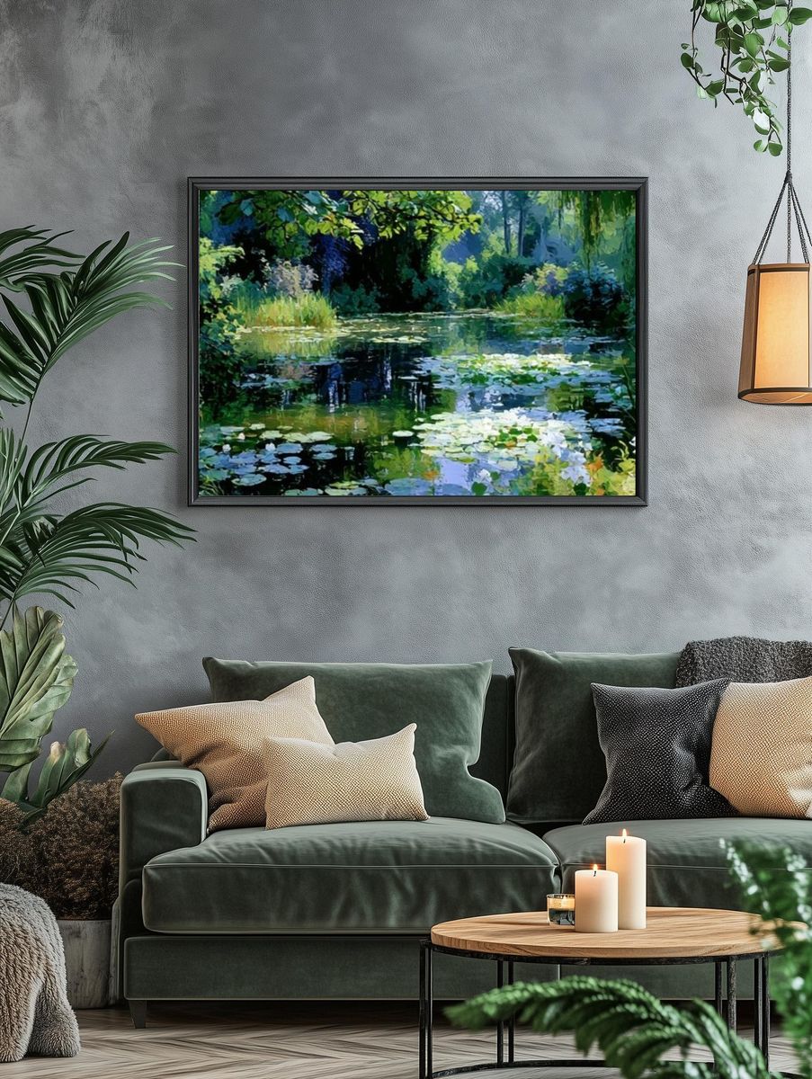 Lily Pond Garden Impressionism Poster. — room view 4
