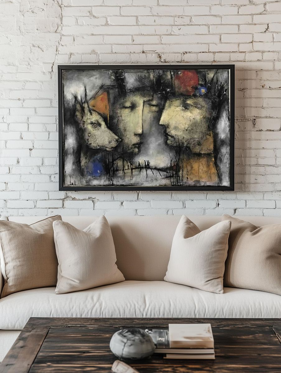 Faces in Shadow Fine-Art Poster. — room view 1