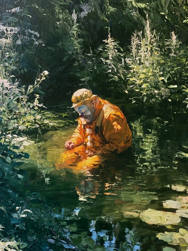 Clown in Forest Stream Poster. poster — fine-art art