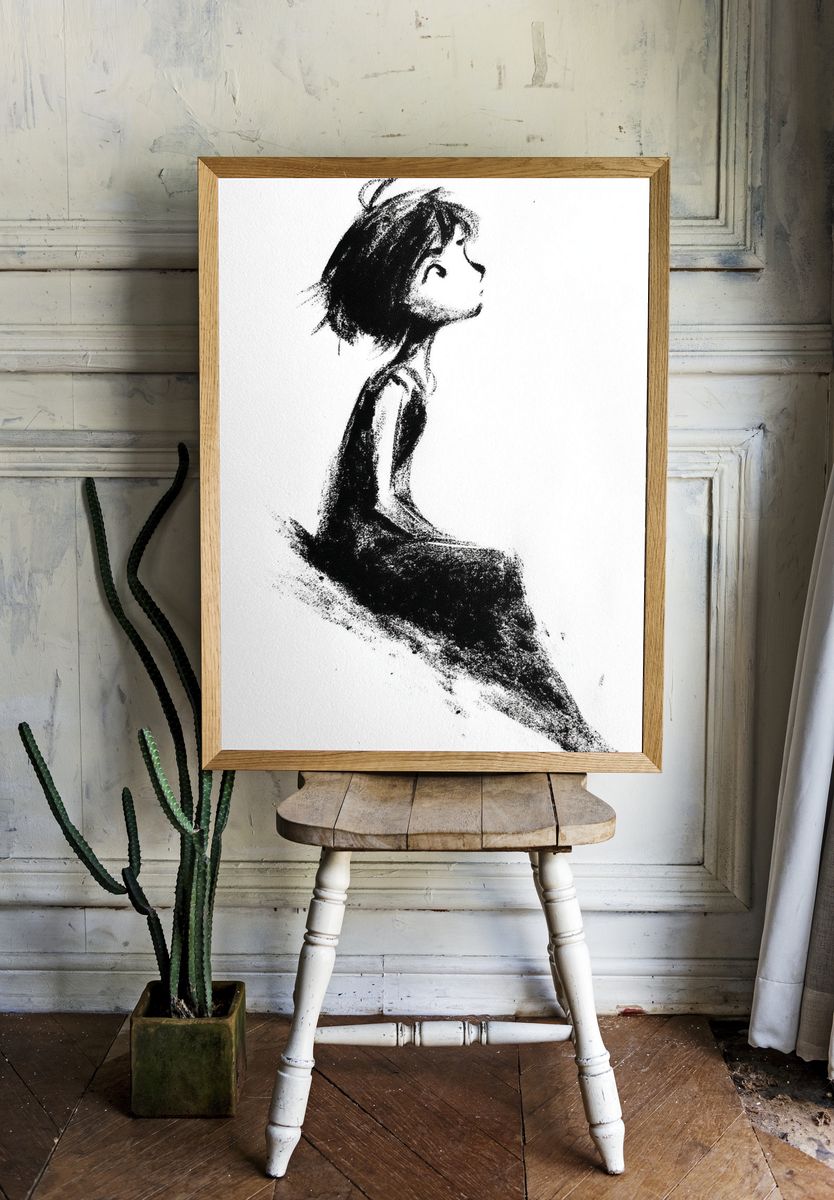 Dreaming Girl Ink Poster. — room view 1