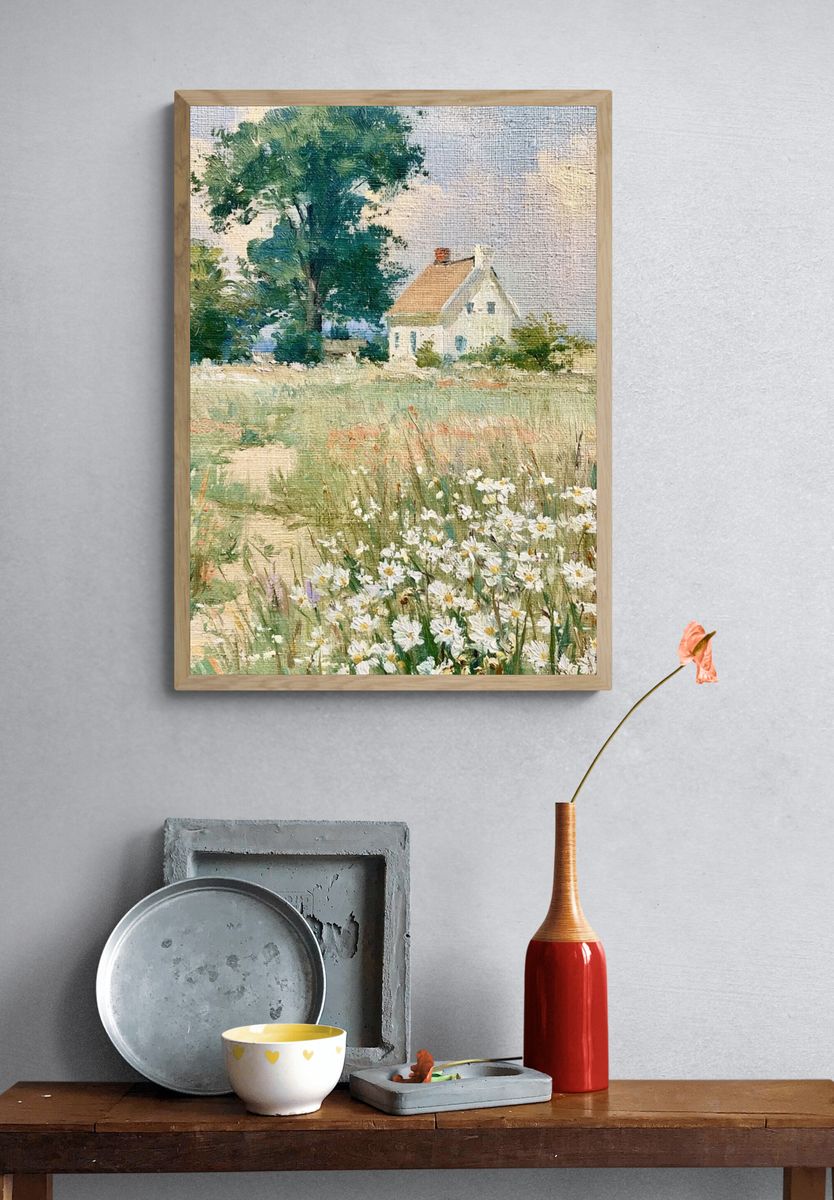 Countryside Cottage Impressionist Print. — room view 3