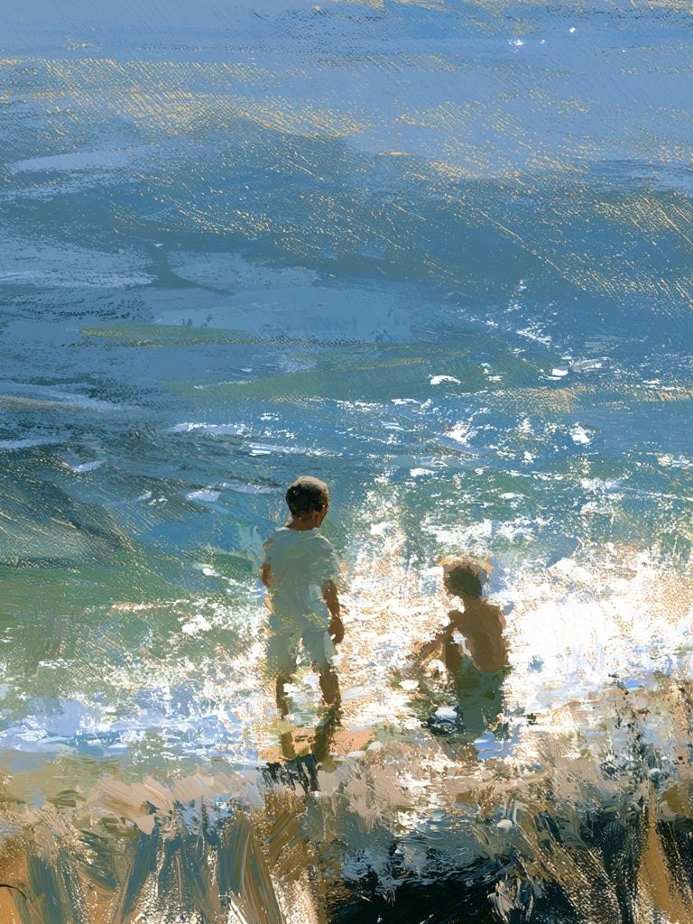 Children by the Sea Fine-Art Print. poster — fine-art art