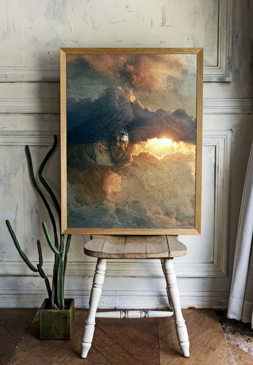 Dreamy Eye in Clouds Poster. — room view 1