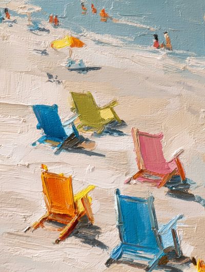 Colorful Beach Chairs Impressionist Poster. poster print