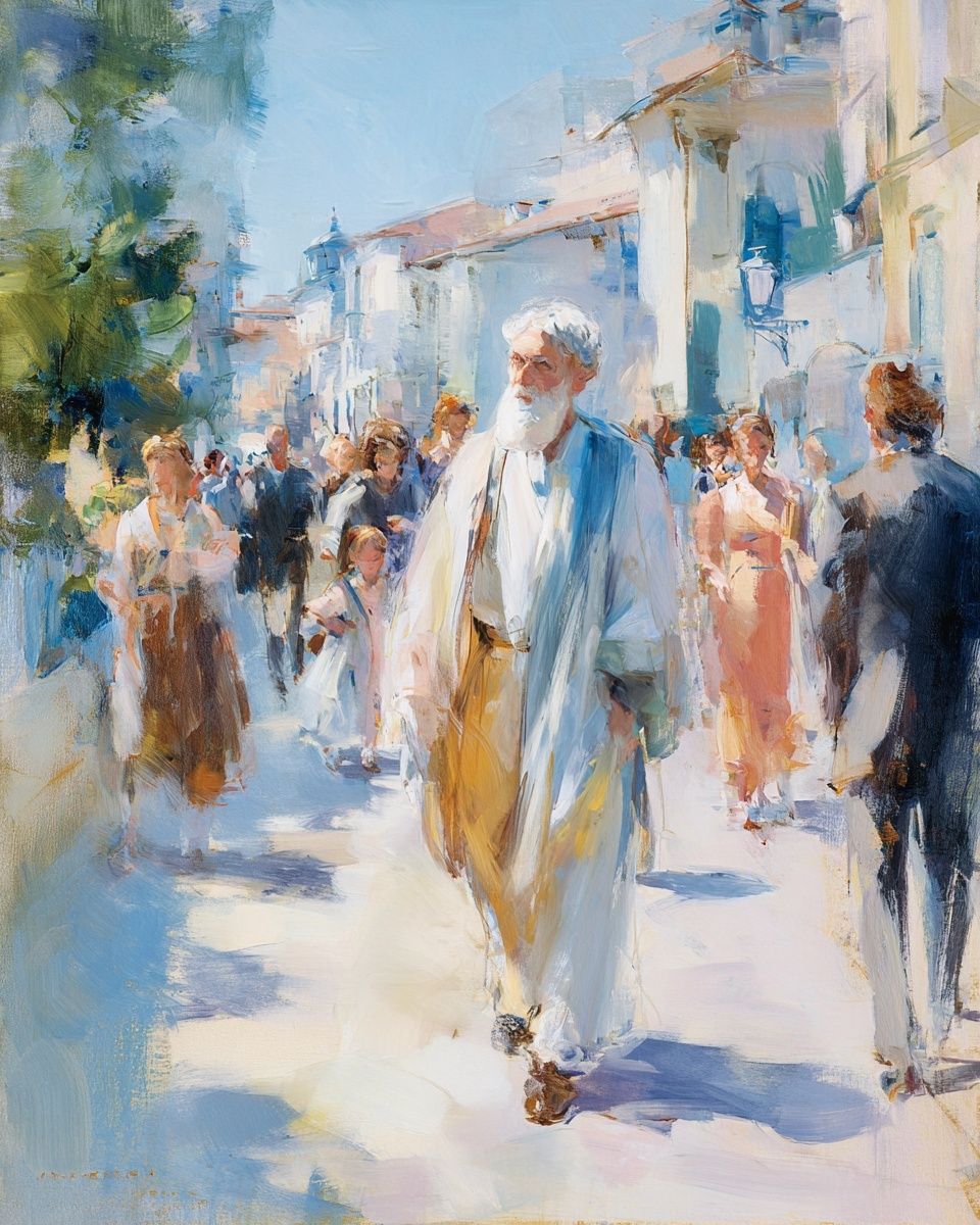 Mediterranean Street Scene Fine-Art Print. poster — fine-art art
