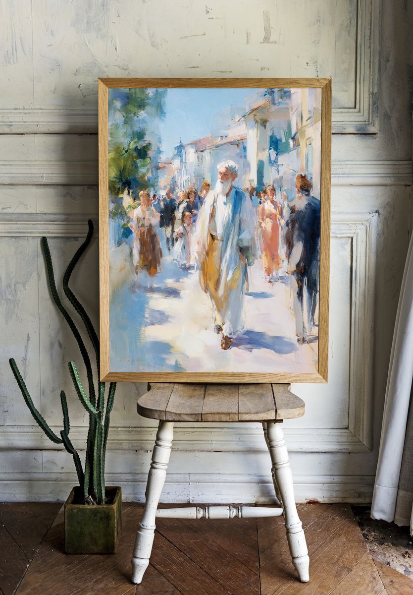 Mediterranean Street Scene Fine-Art Print. room preview