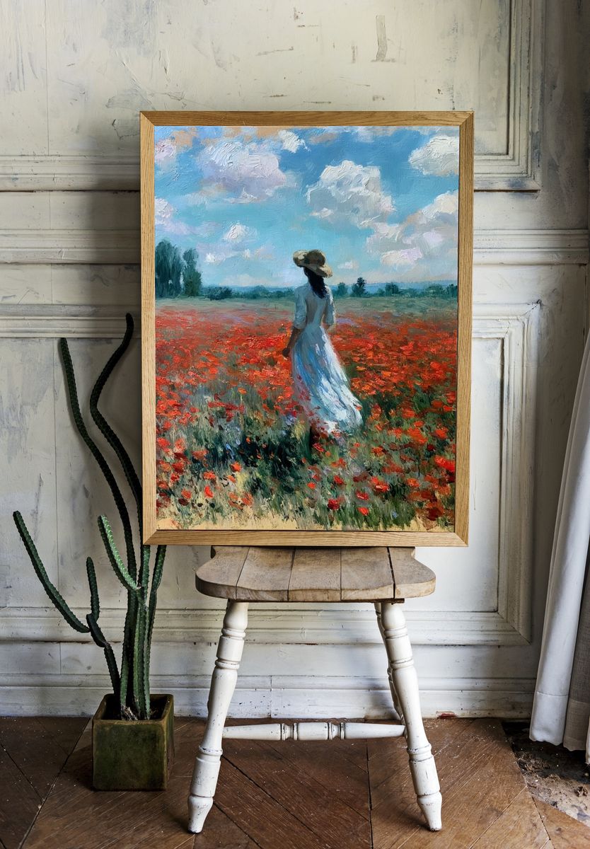 Poppy Field Woman Fine-Art Print. room preview