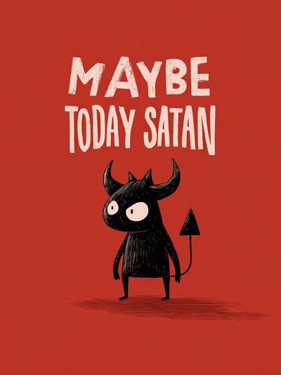 Maybe Today Satan — Funny Illustration Print. poster print