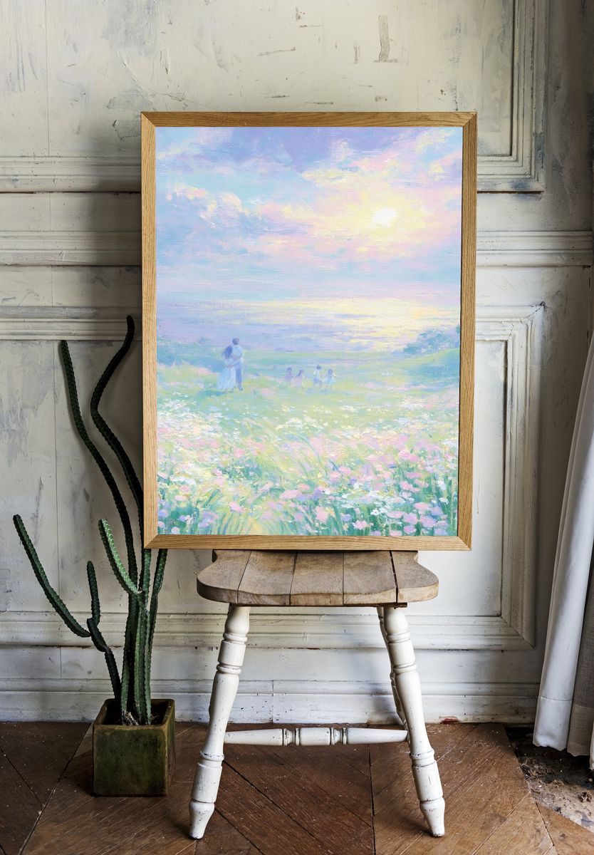 Pastel Meadow Dreamscape Print. — room view 1