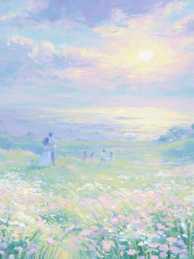 Pastel Meadow Dreamscape Print. poster print