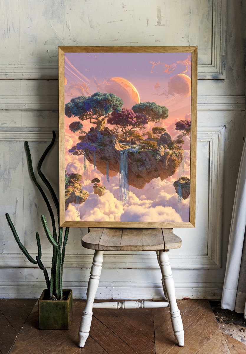 Floating Islands in a Dreamy Sky Poster room preview