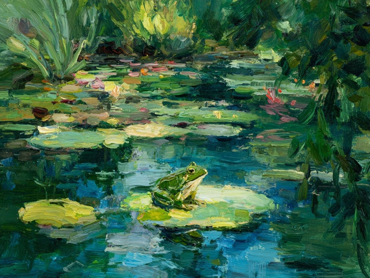 Lily Pond Frog Impressionist Poster. poster — fine-art art