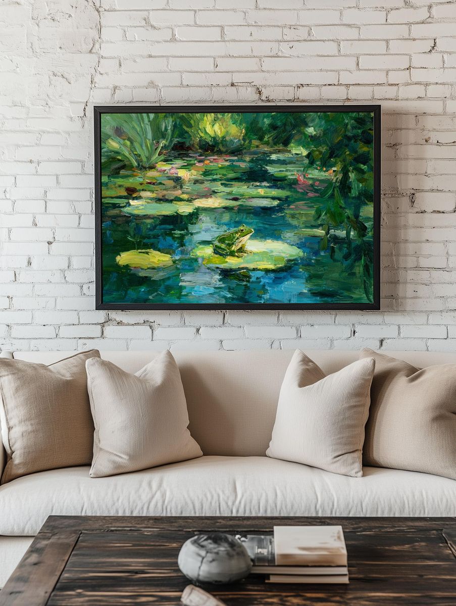 Lily Pond Frog Impressionist Poster room preview
