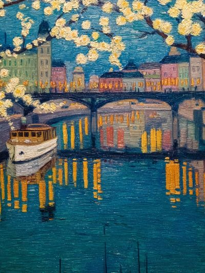 Paris River Bridge Impressionist Poster. poster print