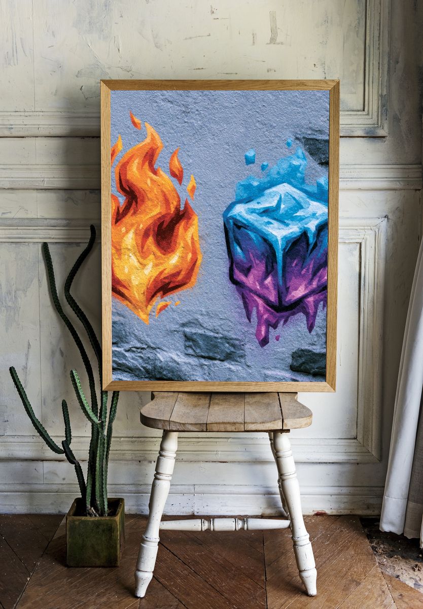 Fire and Ice Graffiti Poster. — room view 1