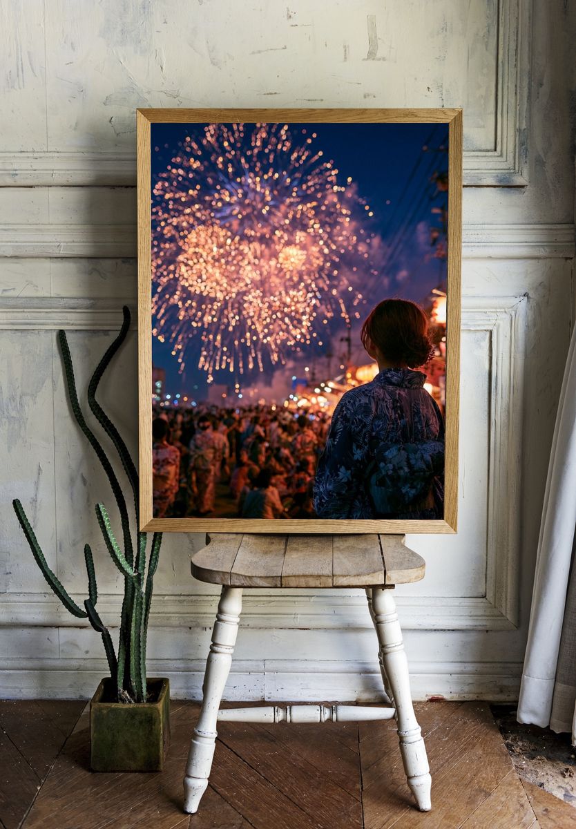 Fireworks Festival Night Photography Poster. — room view 1