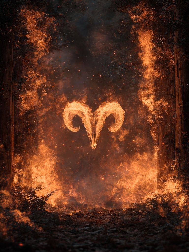 Fiery Ram Symbol — Digital Art Print. poster detail