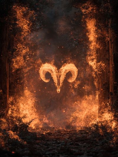 Fiery Ram Symbol — Digital Art Print. poster