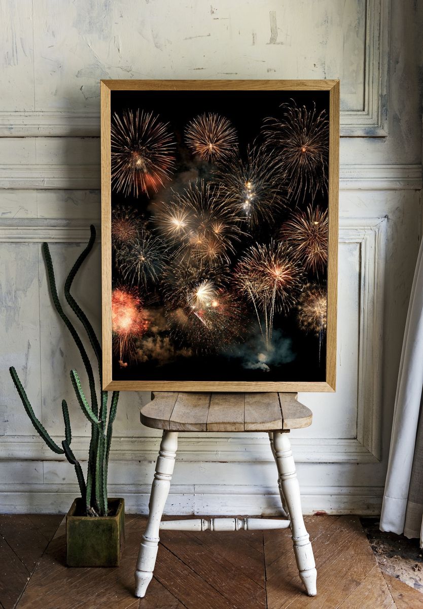 Fireworks Night Sky Poster. — room view 1