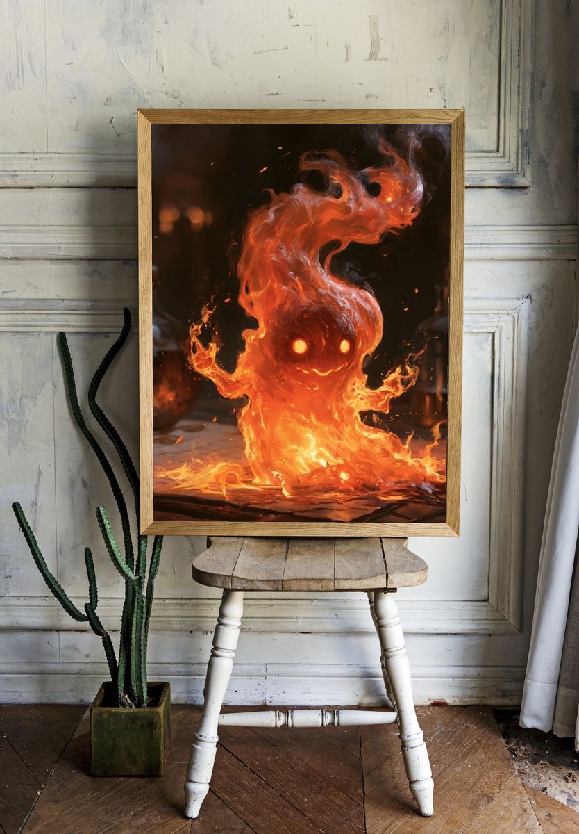 Flame Spirit Digital Art Poster. — room view 1