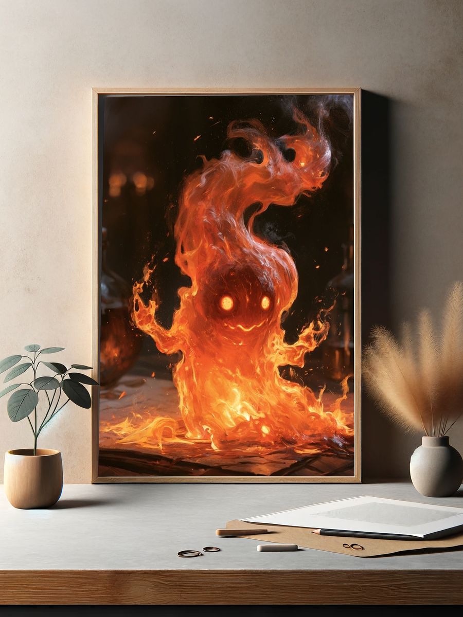 Flame Spirit Digital Art Poster. — room view 2
