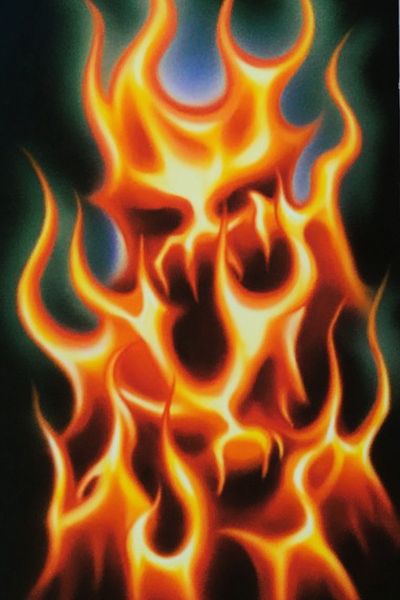Flaming Skull Illustration Poster. poster print